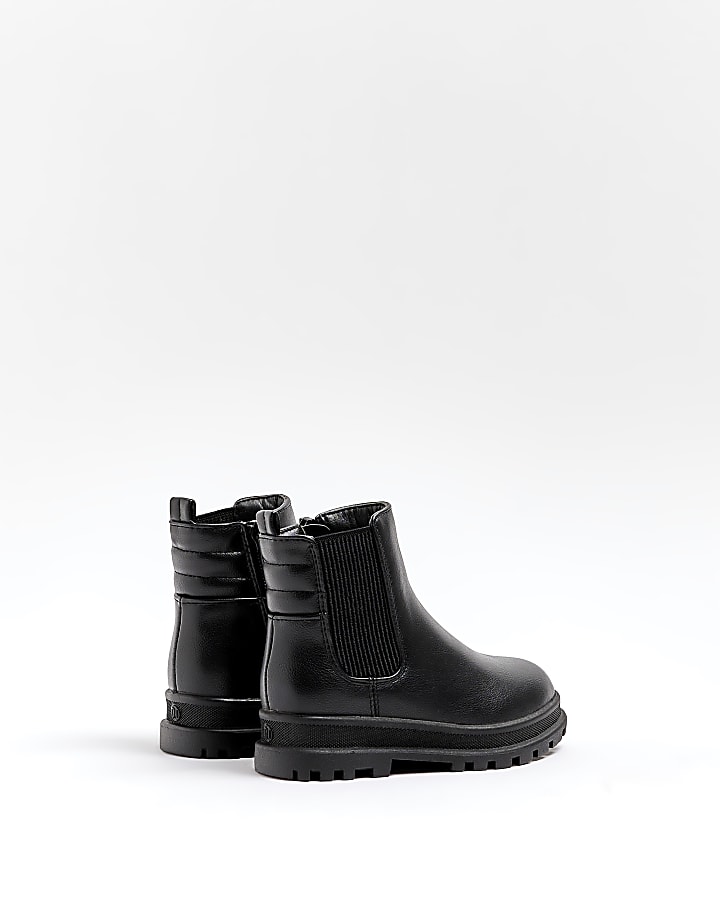 Mini girls Black Padded Chelsea Boots