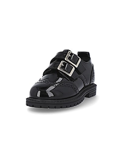 360 degree animation of product Mini girls black patent buckle shoes frame-23