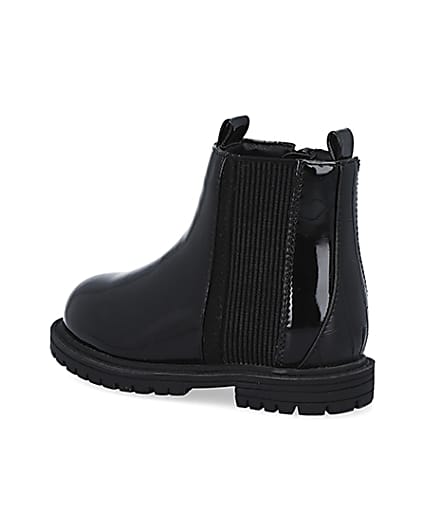 360 degree animation of product Mini girls black patent chelsea boots frame-5