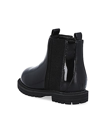 360 degree animation of product Mini girls black patent chelsea boots frame-6