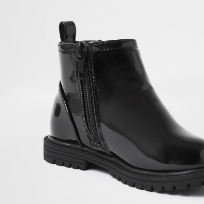 baby girl black patent boots