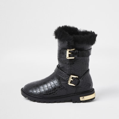 river island girls black boots