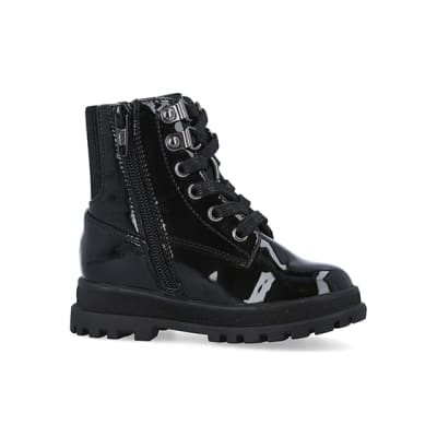 Girls patent biker sales boots