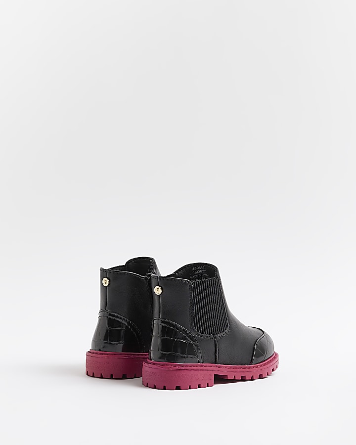 mINI Girls Black Pink Sole Boots