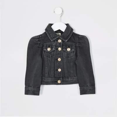 river island denim jacket puff sleeve