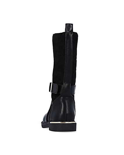 360 degree animation of product Mini girls Black Quilted Knee High Boots frame-8