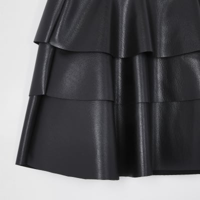 black leather rara skirt