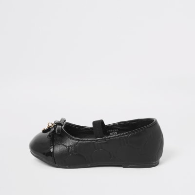Mini girls black RI ballerina pumps