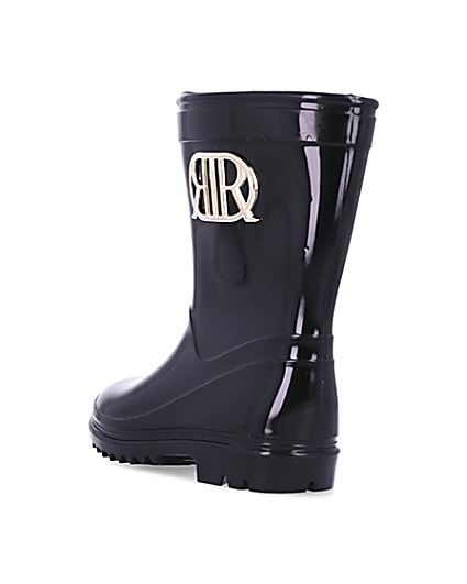 360 degree animation of product Mini girls black RI branded wellie boots frame-7