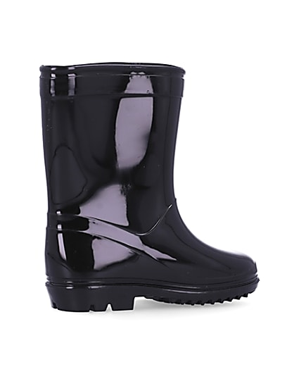 360 degree animation of product Mini girls black RI branded wellie boots frame-13