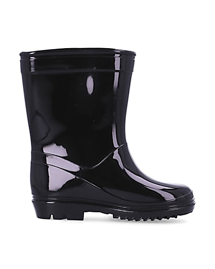 360 degree animation of product Mini girls black RI branded wellie boots frame-15