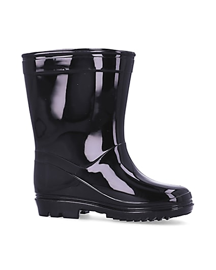 360 degree animation of product Mini girls black RI branded wellie boots frame-16