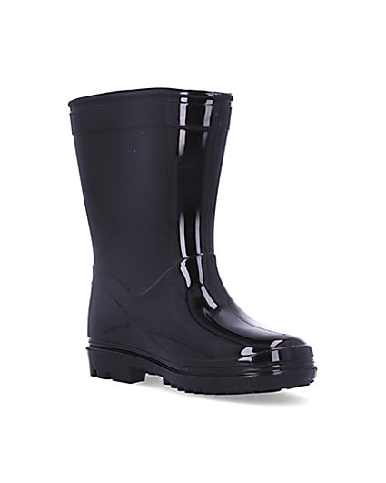 360 degree animation of product Mini girls black RI branded wellie boots frame-18