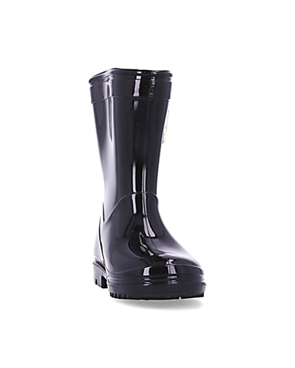 360 degree animation of product Mini girls black RI branded wellie boots frame-20
