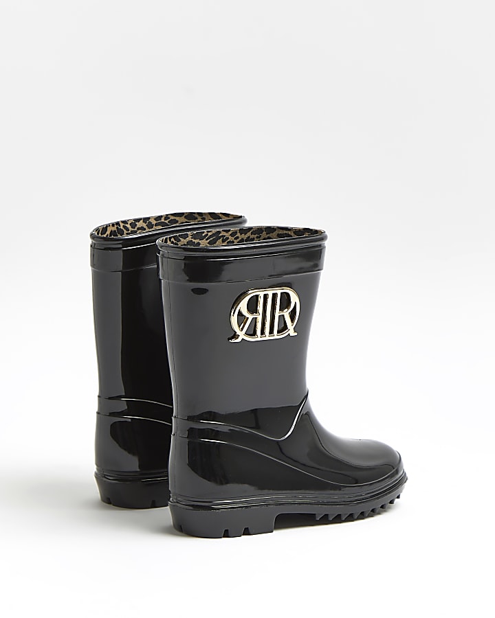 Mini girls black RI branded wellie boots
