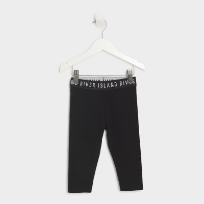 Mini girls black RI cropped leggings