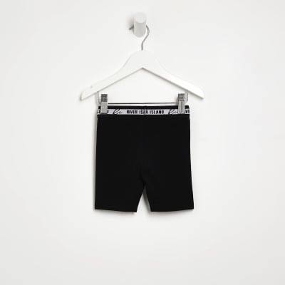 Mini girls black RI Cycling Shorts River Island