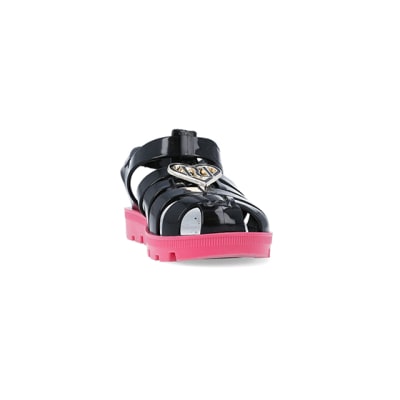 360 degree animation of product Mini girls black RI jelly sandals frame-20