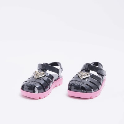 Mini girls black RI jelly sandals