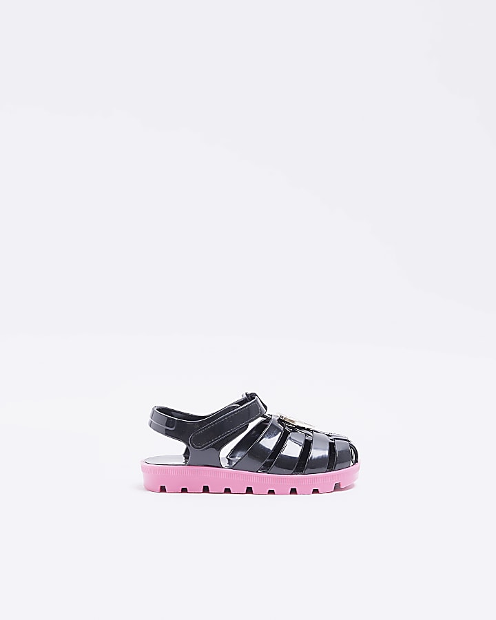 Mini girls black RI jelly sandals