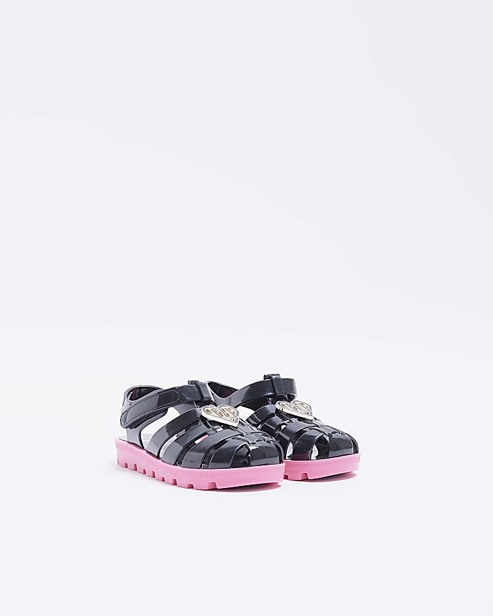 Mini girls black RI jelly sandals