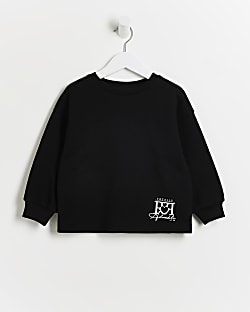 Mini Girls Black RI Logo Sweatshirt