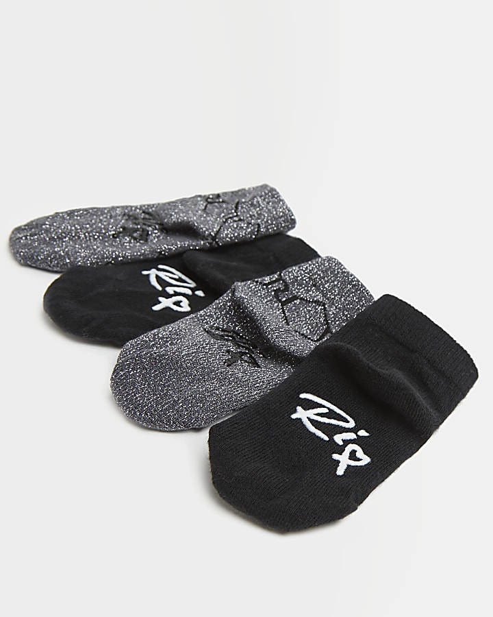 Mini girls black RI monogram socks 5 pack