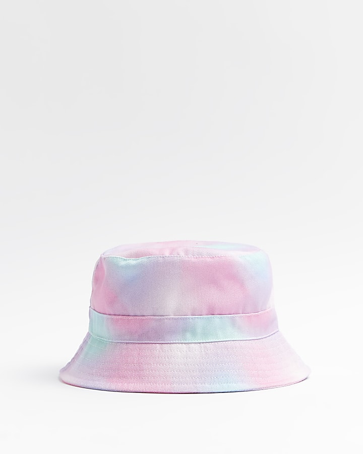 Mini girls black RI tie dye bucket hat