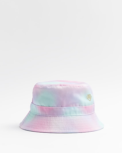 Mini girls black RI tie dye bucket hat