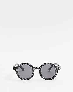 Mini girls black round daisy print sunglasses