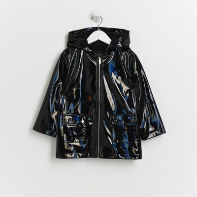 Girls 2025 black raincoat