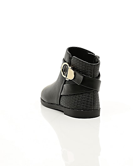 360 degree animation of product Mini girls black snaffle ankle boots frame-17