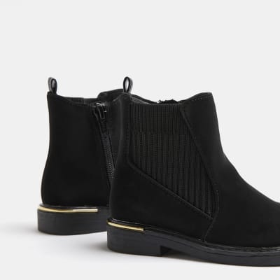 Mini girls black sock boots River Island