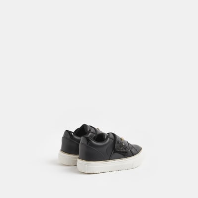 Girls hot sale black plimsoles