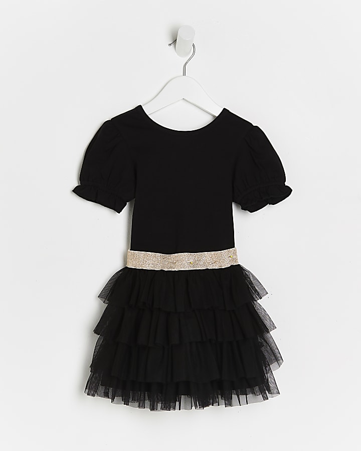Mini girls black tutu skirt outfit