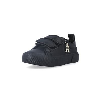 Mini girls black velcro trainers