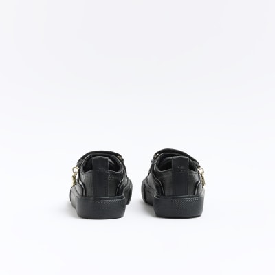 Girls black best sale velcro trainers