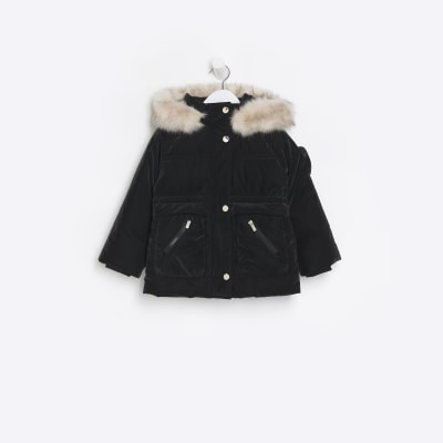 Girls black cheap river island coat