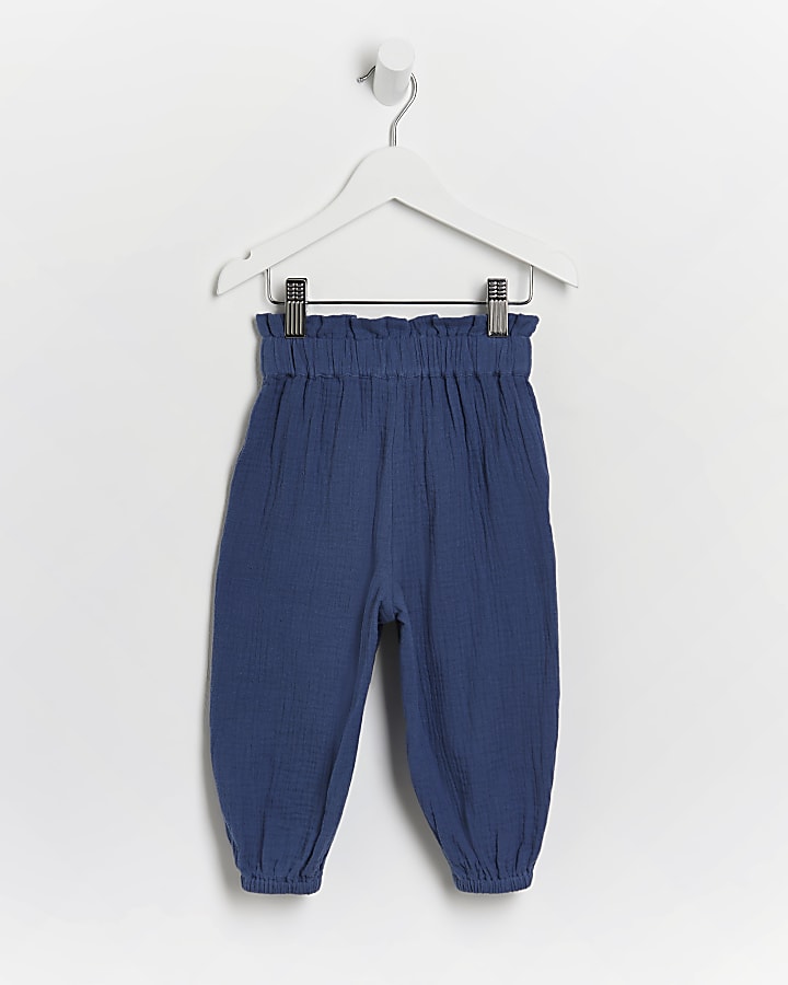 Mini girls blue beach jogger trousers