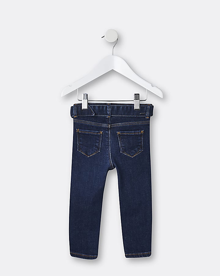 Mini girls blue belted Molly skinny jeans