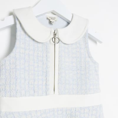 Mini girls Blue Boucle shirt Dress