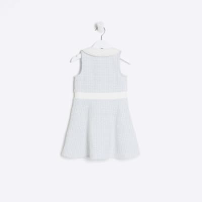 Mini girls Blue Boucle shirt Dress