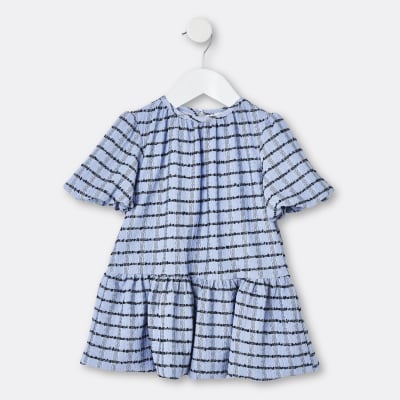 river island blue puff sleeve dress