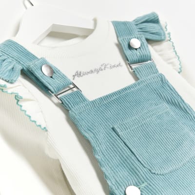 Mini Girls blue cord pinafore dress outfit