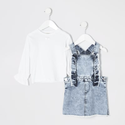 girls denim pinafore