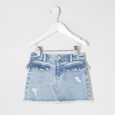 river island white denim skirt