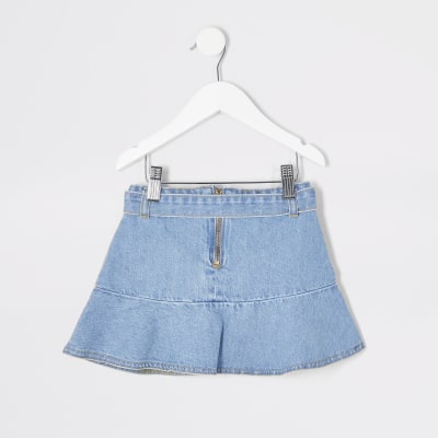 frill belted denim dress