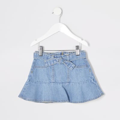 belted denim skirt