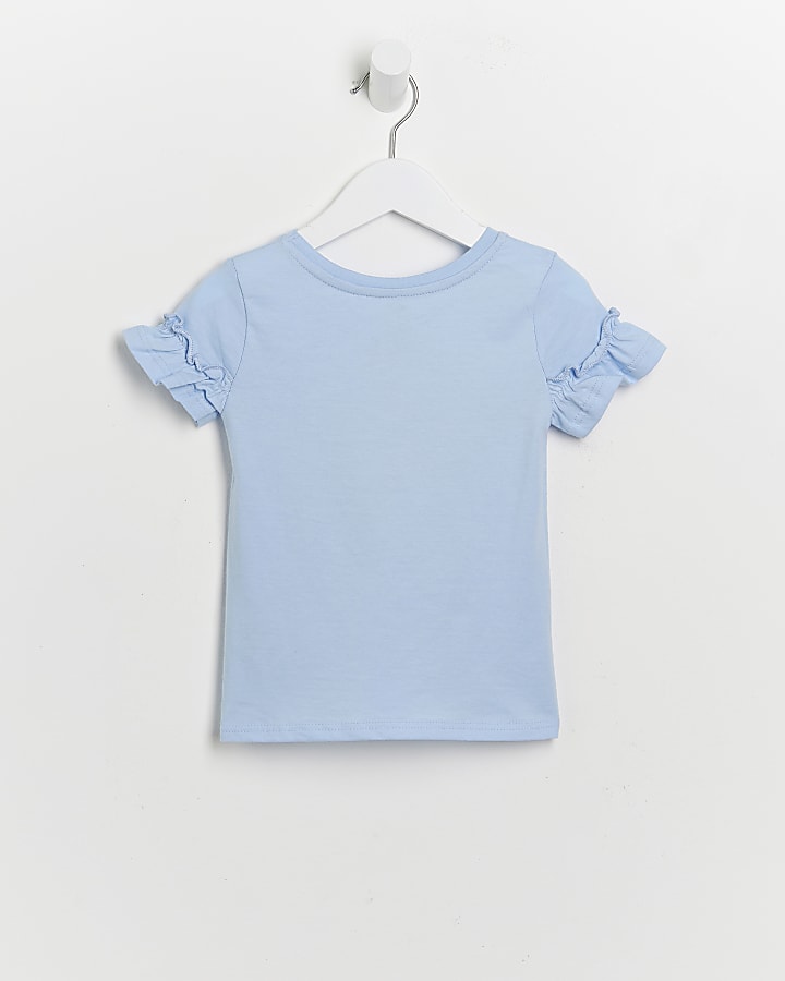 Mini girls blue glitter butterfly t-shirt
