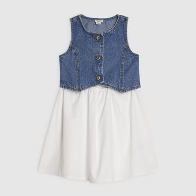 Mini Girls Blue Hybrid Denim Dress